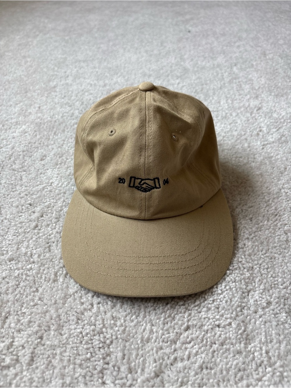 The Classic Tan Cotton Baseball Cap with Black Stitch Detail